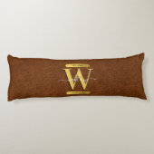 アンティークフェイクレザー&金ゴールドモノグラム ボディピロー (裏面)