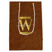 アンティークフェイクレザー&金ゴールドモノグラム ミディアムペーパーバッグ (裏面)