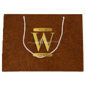 アンティークフェイクレザー&金ゴールドモノグラム ラージペーパーバッグ (正面)