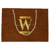 アンティークフェイクレザー&金ゴールドモノグラム ラージペーパーバッグ (裏面)