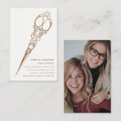 アンティークフェイク金ゴールドシザースタイリスト 名刺 (正面/裏面)