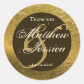 アンティークフェイク金ゴールドメパーソナライズされたタル名の日付 ラウンドシール (正面)