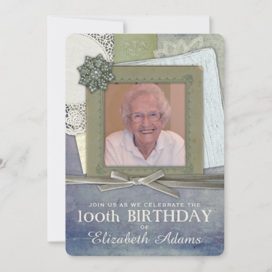 アンティークフェミニンコラージュカスタム写真 招待状 (正面)