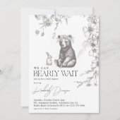 アンティークフォレスト我々は赤ちゃんシャワーを待つことができる 招待状 (正面)