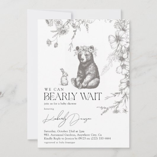アンティークフォレスト我々は赤ちゃんシャワーを待つことができる 招待状 (正面)