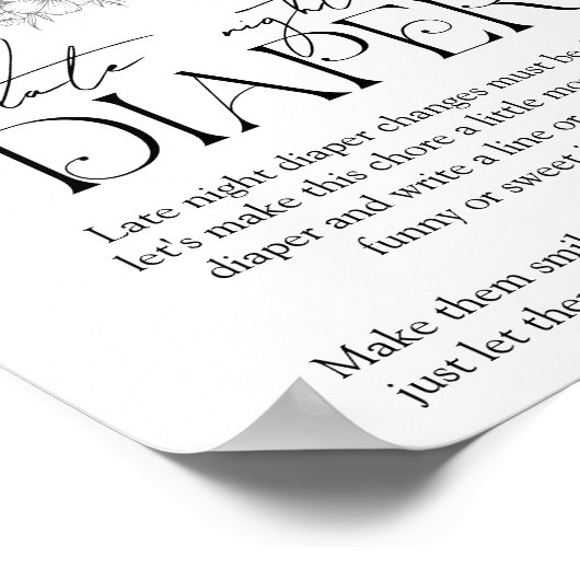 アンティークフォレスト赤ちゃんシャワー'レイトナイトおむつ' ポスター (角)