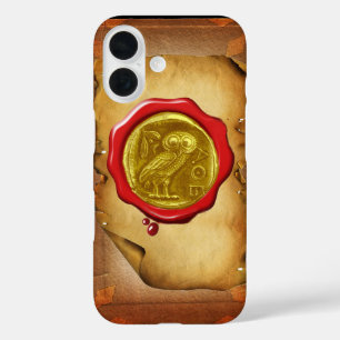 アンティークフクロウ金ゴールドイエローレッドワックスシール剤 iPhone 16ケース