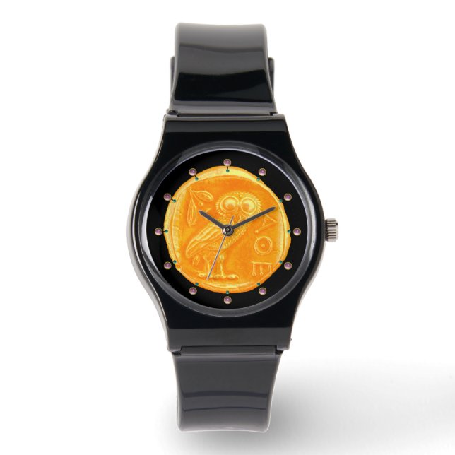 アンティークフクロウ金ゴールドギリシャ貨幣 腕時計 (正面)