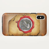 アンティークフクロウ銀赤色ワックスシール剤 Case-Mate iPhoneケース (裏面(横))