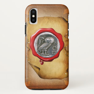 アンティークフクロウ銀赤色ワックスシール剤 iPhone XSケース