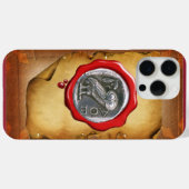 アンティークフクロウ銀赤色ワックスシール剤 Case-Mate iPhoneケース (裏面 (横))