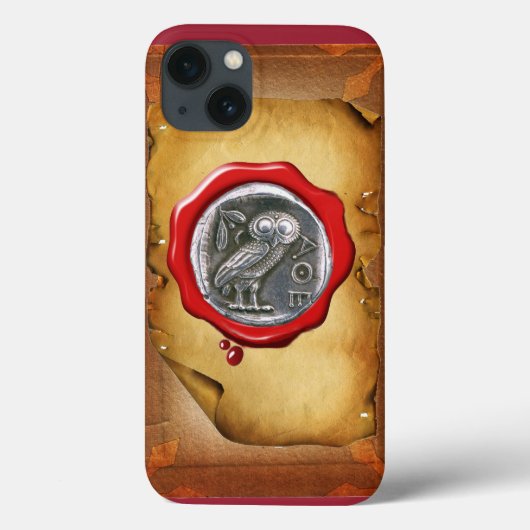 アンティークフクロウ銀赤色ワックスシール剤 Case-Mate iPhoneケース (裏面)