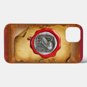 アンティークフクロウ銀赤色ワックスシール剤 Case-Mate iPhoneケース (裏面 (横))