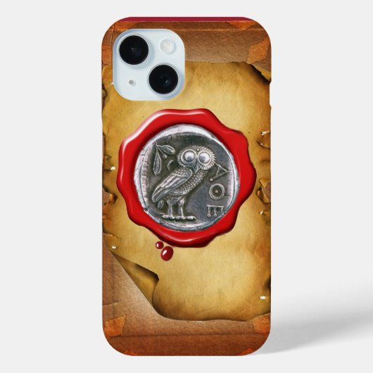 アンティークフクロウ銀赤色ワックスシール剤 Case-Mate iPhoneケース (裏面)