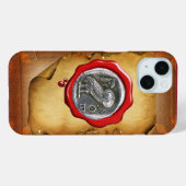アンティークフクロウ銀赤色ワックスシール剤 Case-Mate iPhoneケース (裏面 (横))