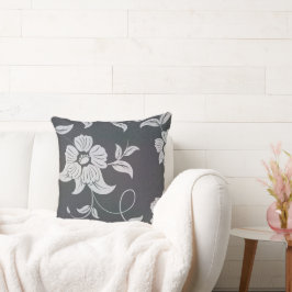 アンティークフラワーグレー クッション