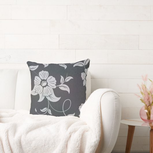 アンティークフラワーグレー クッション (ソファ)