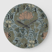 アンティークフラワーモリスガーデンフローラ壁紙 ラージ壁時計 (正面)