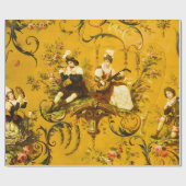 アンティークフランスのイエロートイルビクトリアンデクページ ラッピングペーパー (フラット)