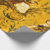 アンティークフランスのイエロートイルビクトリアンデクページ ラッピングペーパー (角)