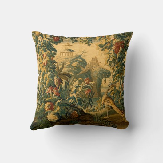 アンティークフランスのタペストリーファンタスティック景観プリント クッション (裏面)
