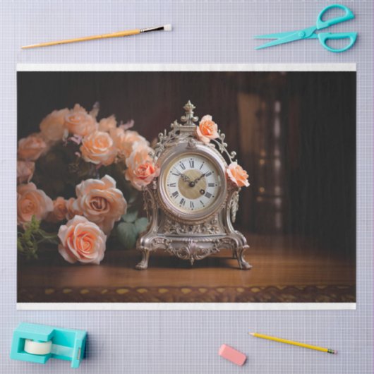 アンティークフランスのテーブル時計1デクページ紙 薄葉紙 (クラフト)