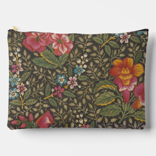 アンティークフランスのトイルドジュイ1800sフローラブランチ アクセサリーポーチ (正面)