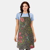 アンティークフランスのトイルドジュイ1800sフローラブランチ エプロン (着用した状態)