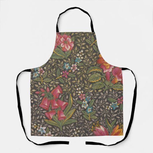アンティークフランスのトイルドジュイ1800sフローラブランチ エプロン (正面)