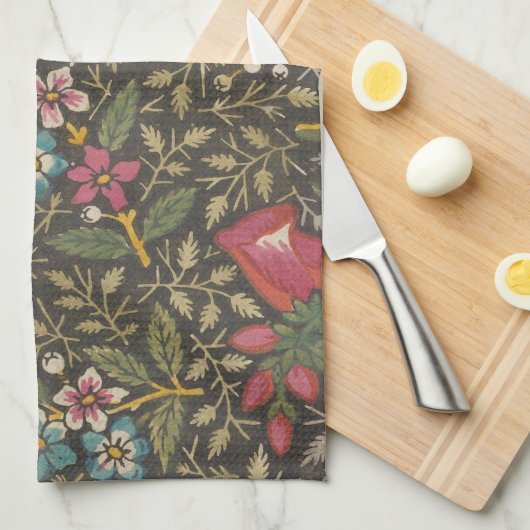 アンティークフランスのトイルドジュイ1800sフローラブランチ キッチンタオル (四つ折り)