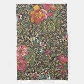 アンティークフランスのトイルドジュイ1800sフローラブランチ キッチンタオル (縦)