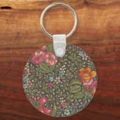 アンティークフランスのトイルドジュイ1800sフローラブランチ キーホルダー (正面)