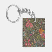 アンティークフランスのトイルドジュイ1800sフローラブランチ キーホルダー (正面左)