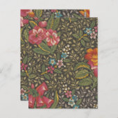 アンティークフランスのトイルドジュイ1800sフローラブランチ ポストカード (正面/裏面)