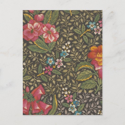 アンティークフランスのトイルドジュイ1800sフローラブランチ ポストカード (正面)