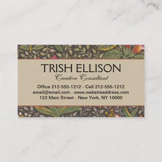 アンティークフランスのトイルドジュイ1800sフローラブランチ 名刺 (裏面)