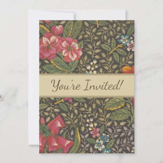 アンティークフランスのトイルドジュイ1800sフローラブランチ 招待状 (正面)