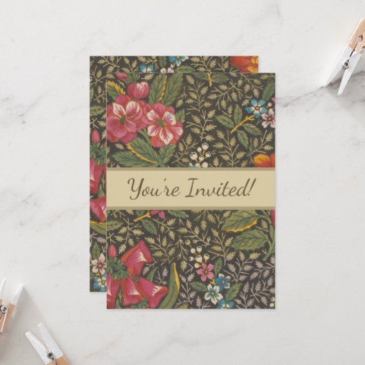 アンティークフランスのトイルドジュイ1800sフローラブランチ 招待状 (正面/裏面インサイチュ)