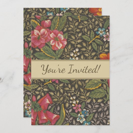 アンティークフランスのトイルドジュイ1800sフローラブランチ 招待状 (正面/裏面)