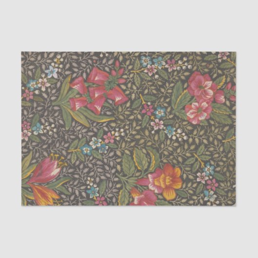 アンティークフランスのトイルドジュイ1800sフローラブランチ 薄葉紙 (正面)