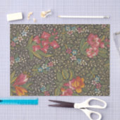 アンティークフランスのトイルドジュイ1800sフローラブランチ 薄葉紙 (クラフト)