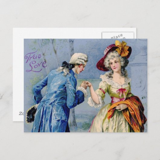 アンティークフランスのトゥルーラブバレンタインハガキ シーズンポストカード (正面/裏面)