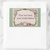 アンティークフランスのバラ香水空白の枠 長方形シール (バッグ)