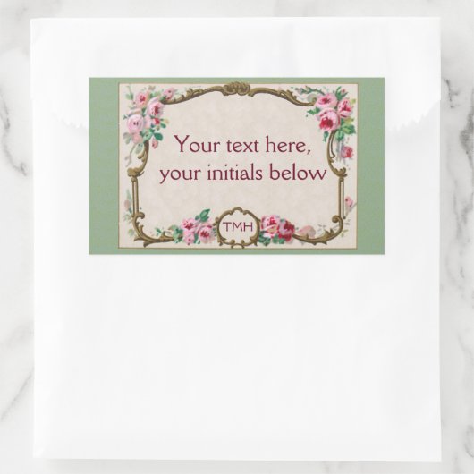 アンティークフランスのバラ香水空白の枠 長方形シール (バッグ)