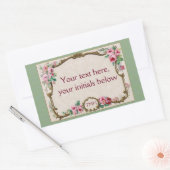 アンティークフランスのバラ香水空白の枠 長方形シール (封筒)