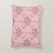 アンティークフランスのピンクビクトリアンスタイルフローラロココ アクセントクッション (裏面(縦))