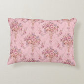 アンティークフランスのピンクビクトリアンスタイルフローラロココ アクセントクッション (裏面)