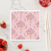 アンティークフランスのピンクビクトリアンスタイルフローラロココ スタンダードランチョンナプキン (インサイチュ)