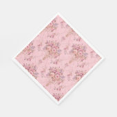 アンティークフランスのピンクビクトリアンスタイルフローラロココ スタンダードランチョンナプキン (角)