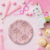 アンティークフランスのピンクビクトリアンスタイルフローラロココ ペーパープレート (パーティー)